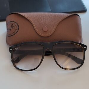 Ray-Ban Tortoise Shell Sunglasses with Brown Leather Case